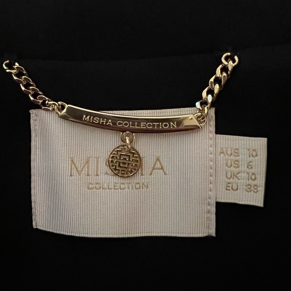 Misha CollectionMilitary Style Black Belted Coat with Gold Buttons-6 - Picture 9 of 9